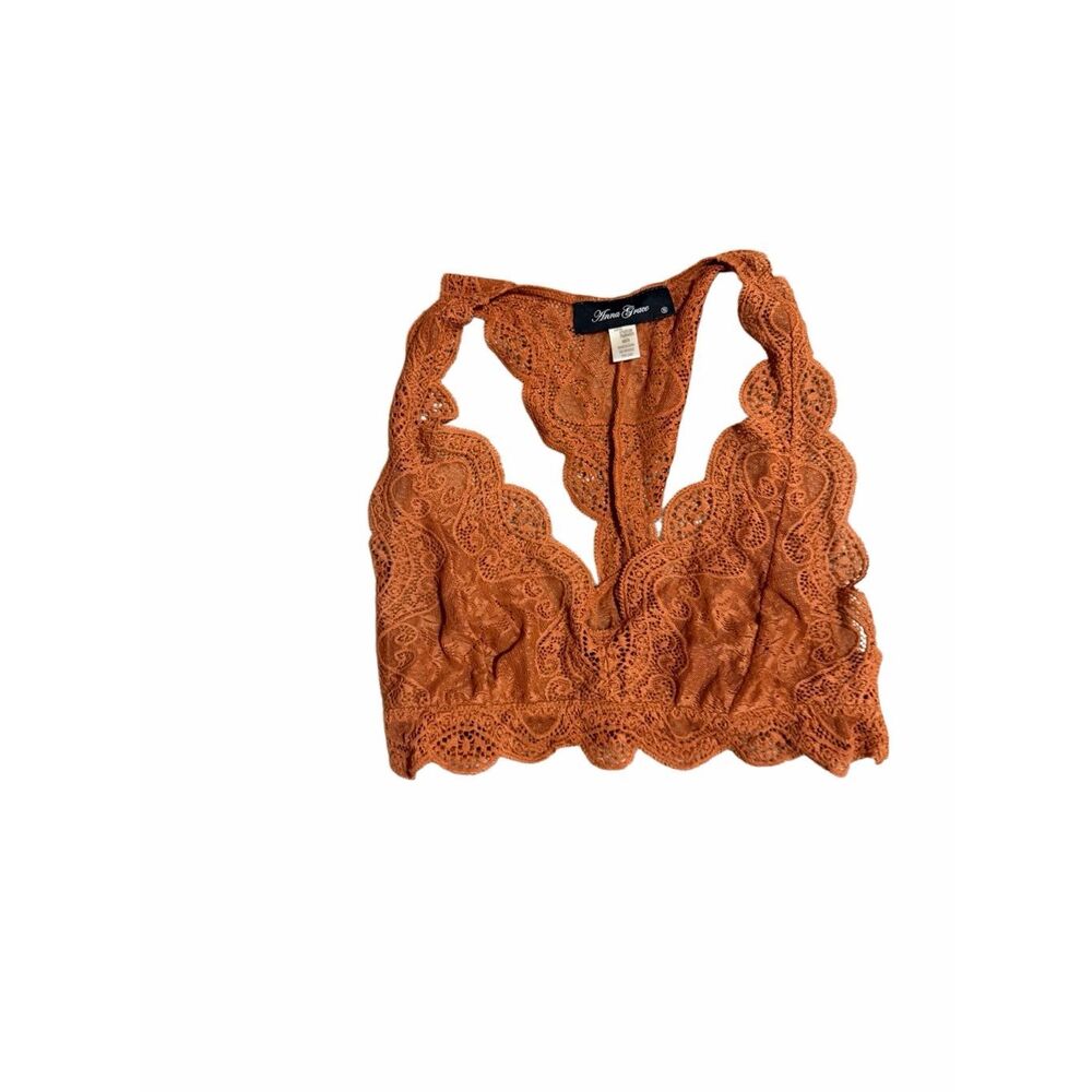 Anna Grace Women's Size Small Orange Lace Bralette Bra